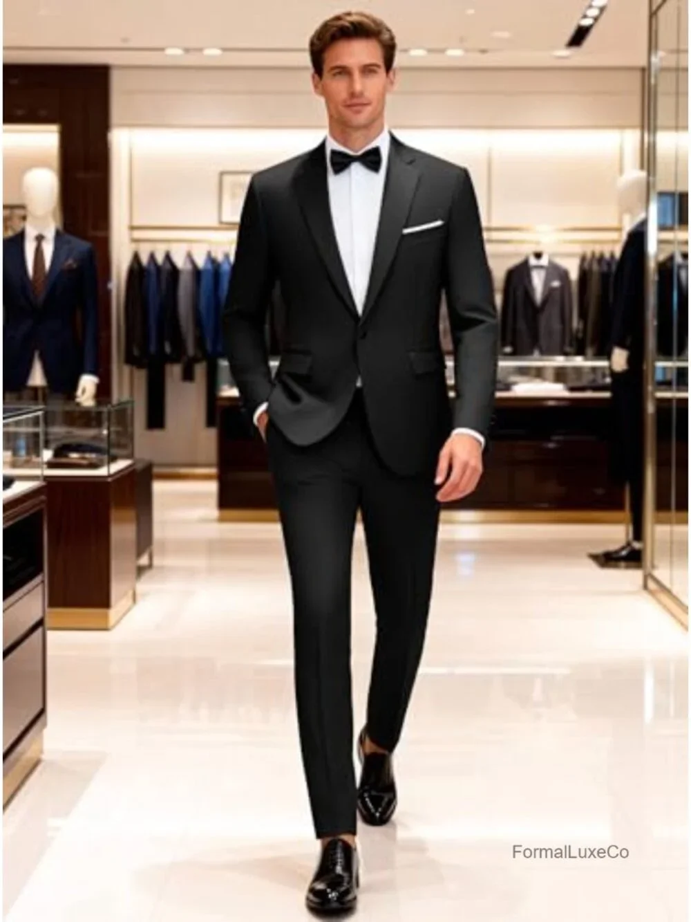 Men's 2 Piece Slim Fit Suit Set One Button Blazer & Pants Tuxedo for Wedding